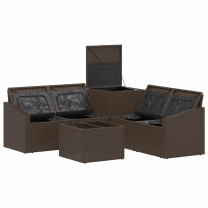 Set di divani 6 pz Marrone e Bianco Crema | homemem39