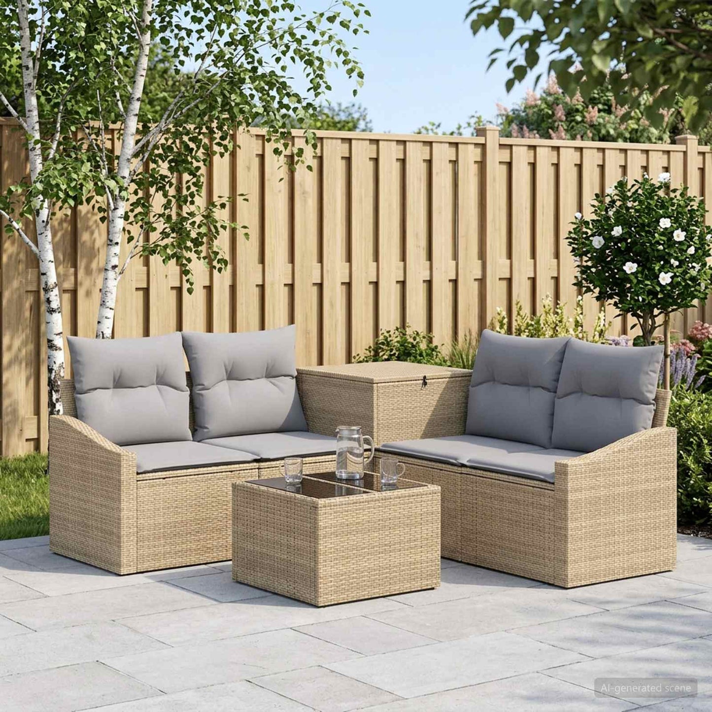 Set di divani 6 pz Beige e Grigio Chiaro