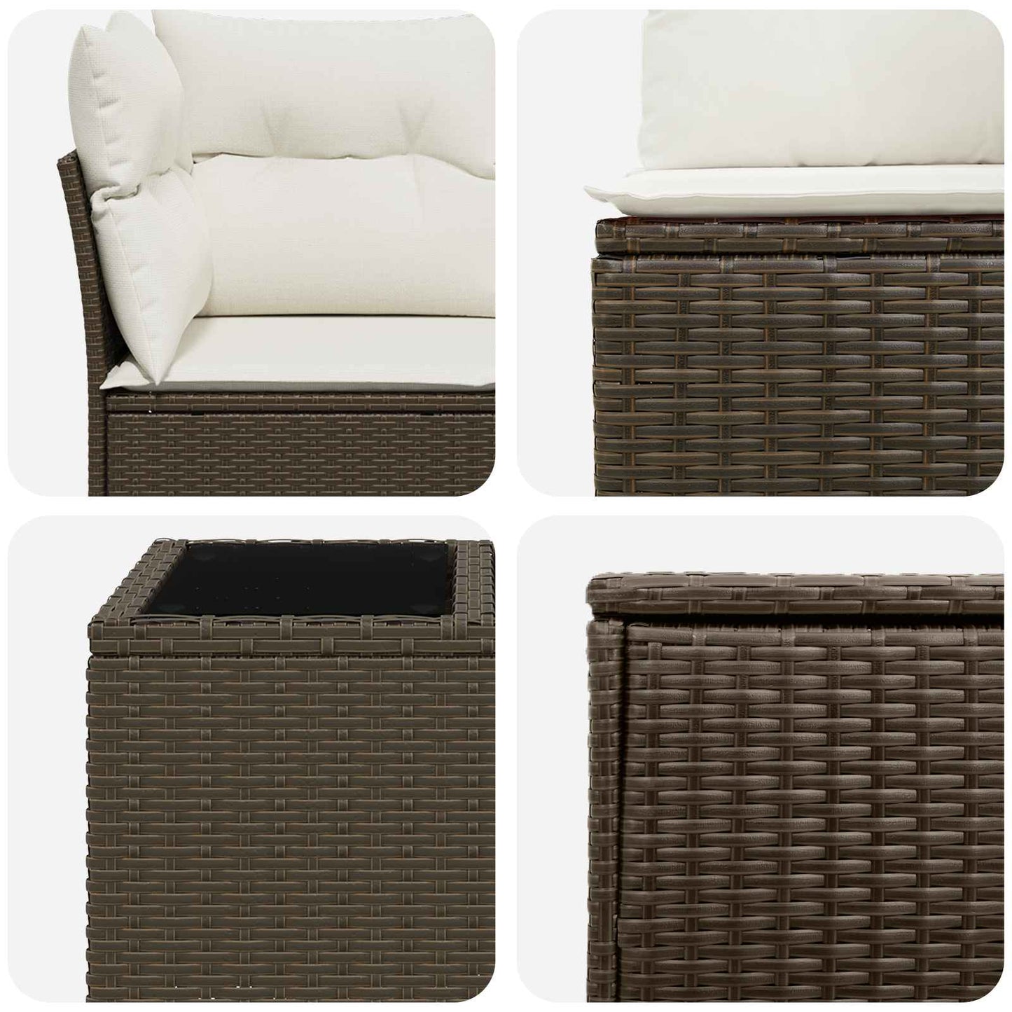 Set di divani 6 pz Marrone e Bianco Crema | homemem39
