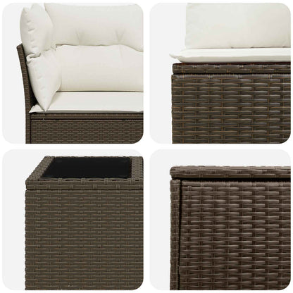 Set di divani 6 pz Marrone e Bianco Crema | homemem39