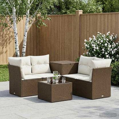 Set di divani 6 pz Marrone e Bianco Crema | homemem39