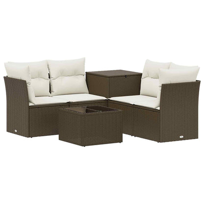 Set di divani 6 pz Marrone e Bianco Crema | homemem39