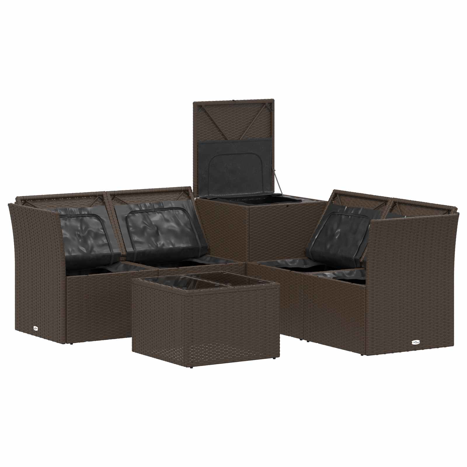 Set di divani 6 pz Marrone e Bianco Crema | homemem39