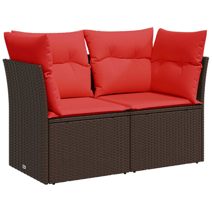 Set di divani 6 pz Marrone e Rosso Rattan sintetico e Acciaio | homemem39