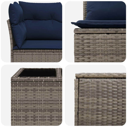 Set di divani 6 pz Grigio e Blu Navy Rattan sintetico e Acciaio | homemem39
