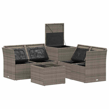 Set di divani 6 pz Grigio e Blu Navy Rattan sintetico e Acciaio | homemem39