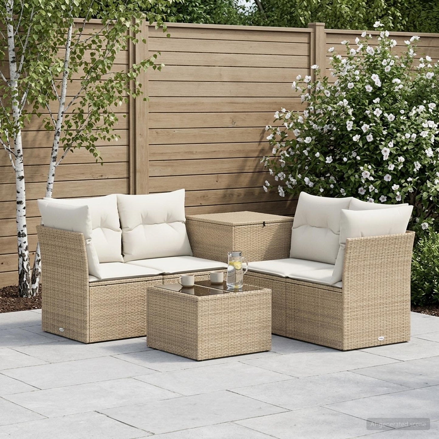 Set di divani 6 pz Beige e Bianco Crema | homemem39