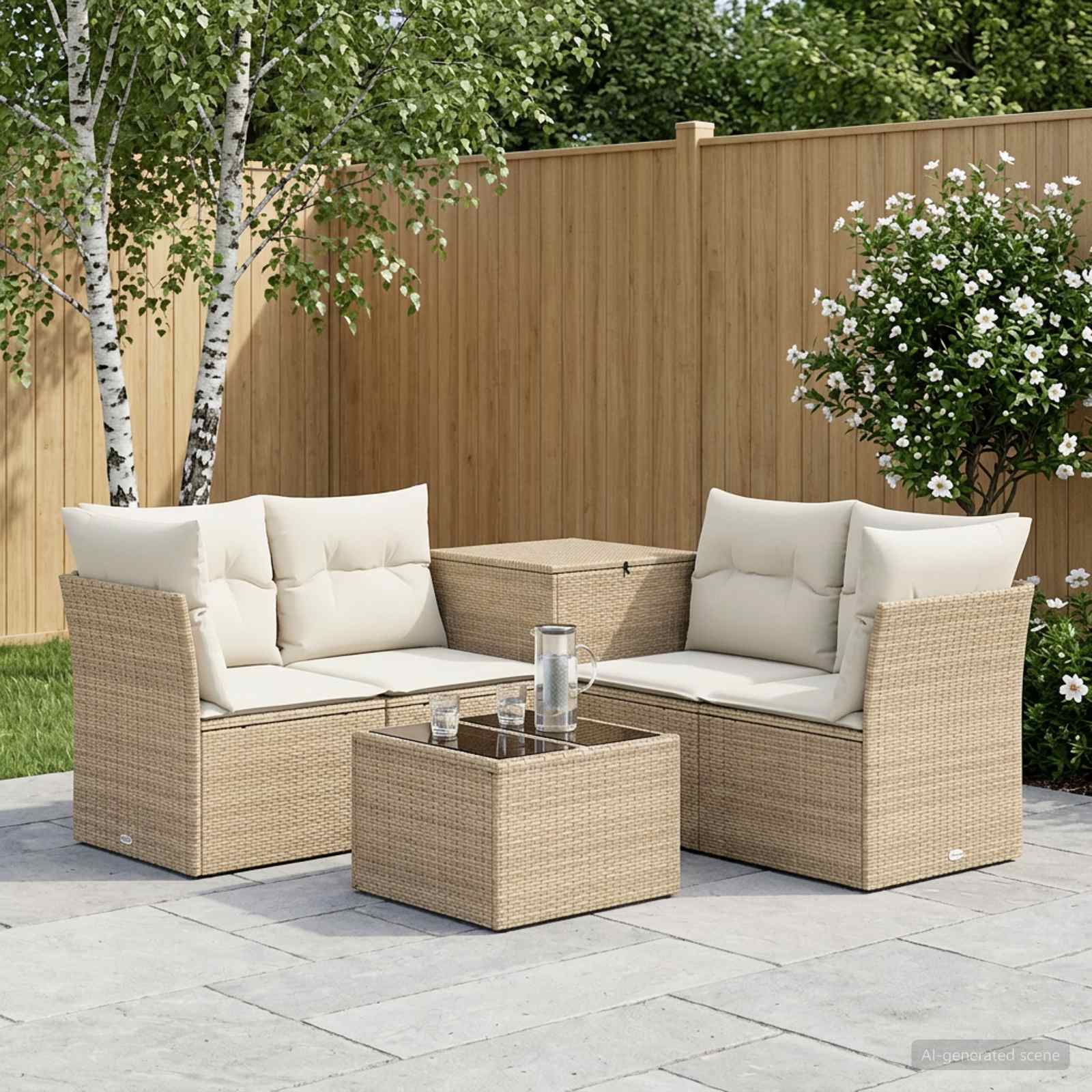 Set di divani 6 pz Beige e Bianco Crema | homemem39