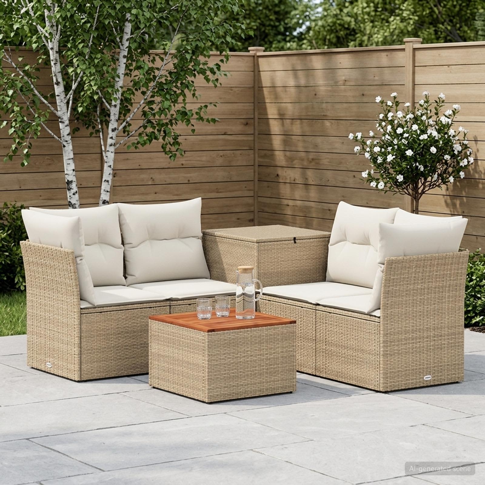 Set di divani 6 pz Beige e Bianco Crema | homemem39