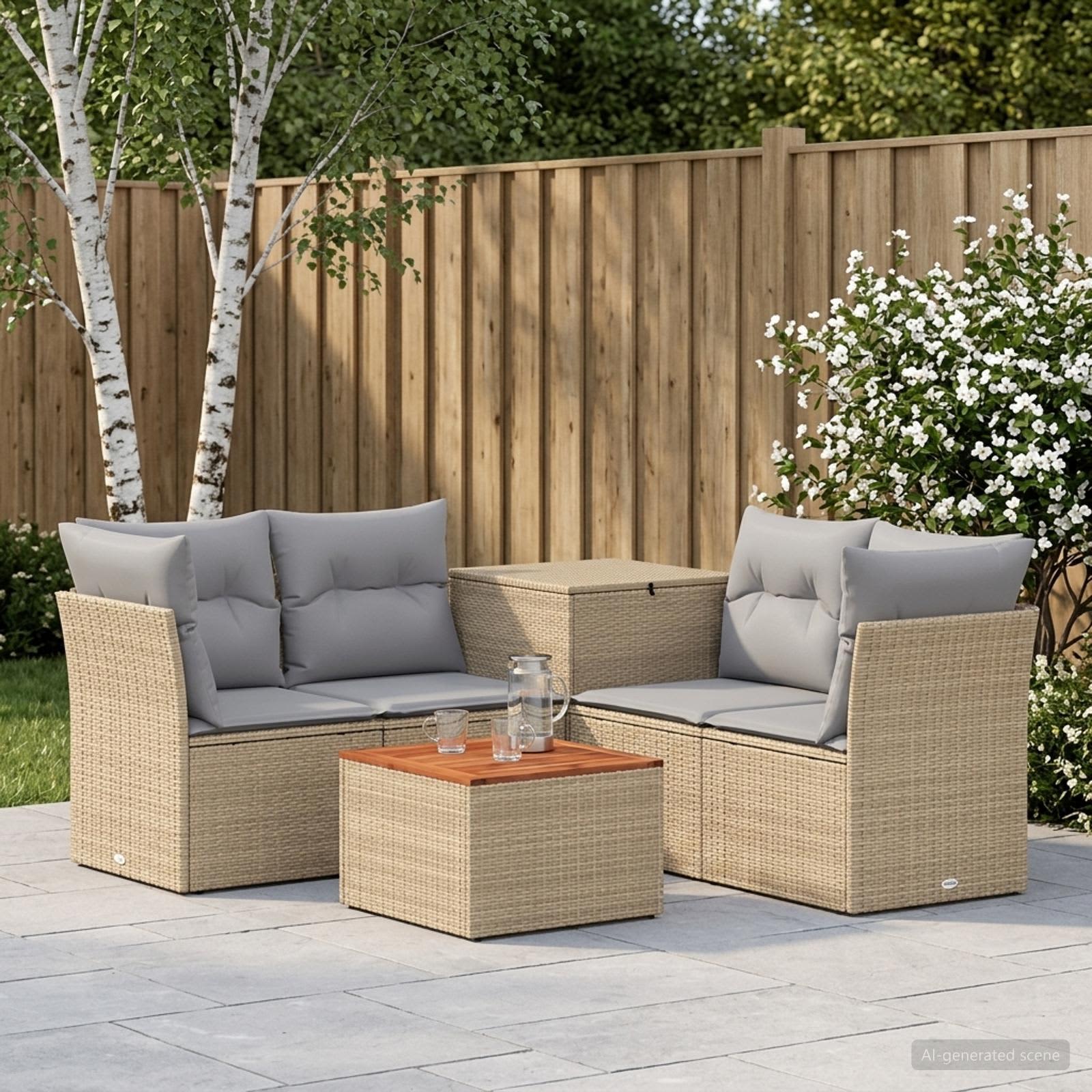 Set di divani 6 pz Beige e Grigio Chiaro | homemem39