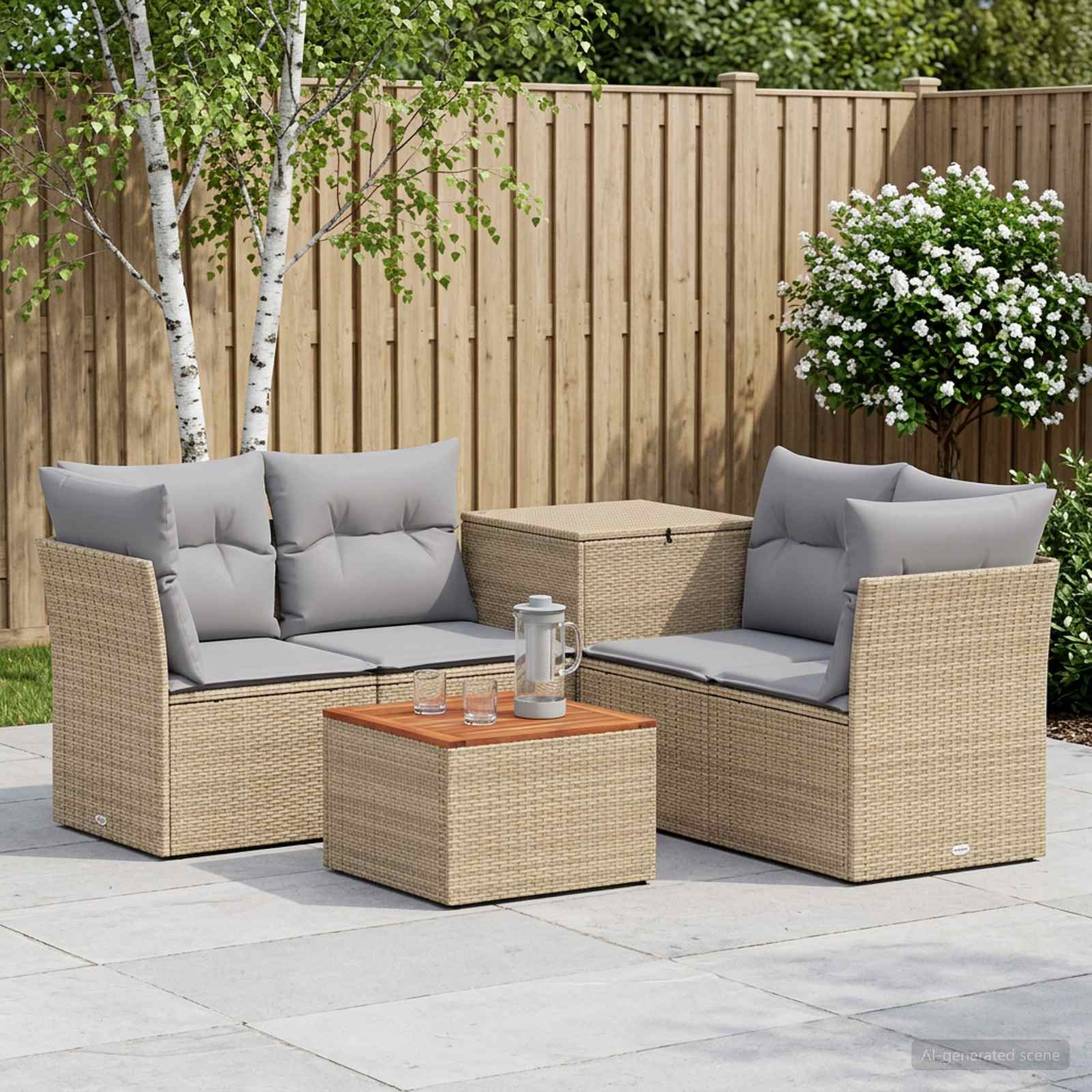 Set di divani 6 pz Beige e Grigio Chiaro | homemem39