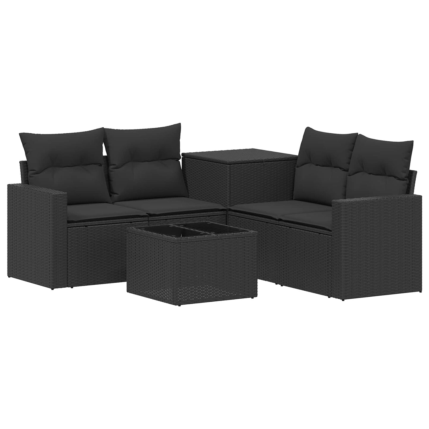 Set di divani 6 pz Nero Rattan sintetico e Acciaio