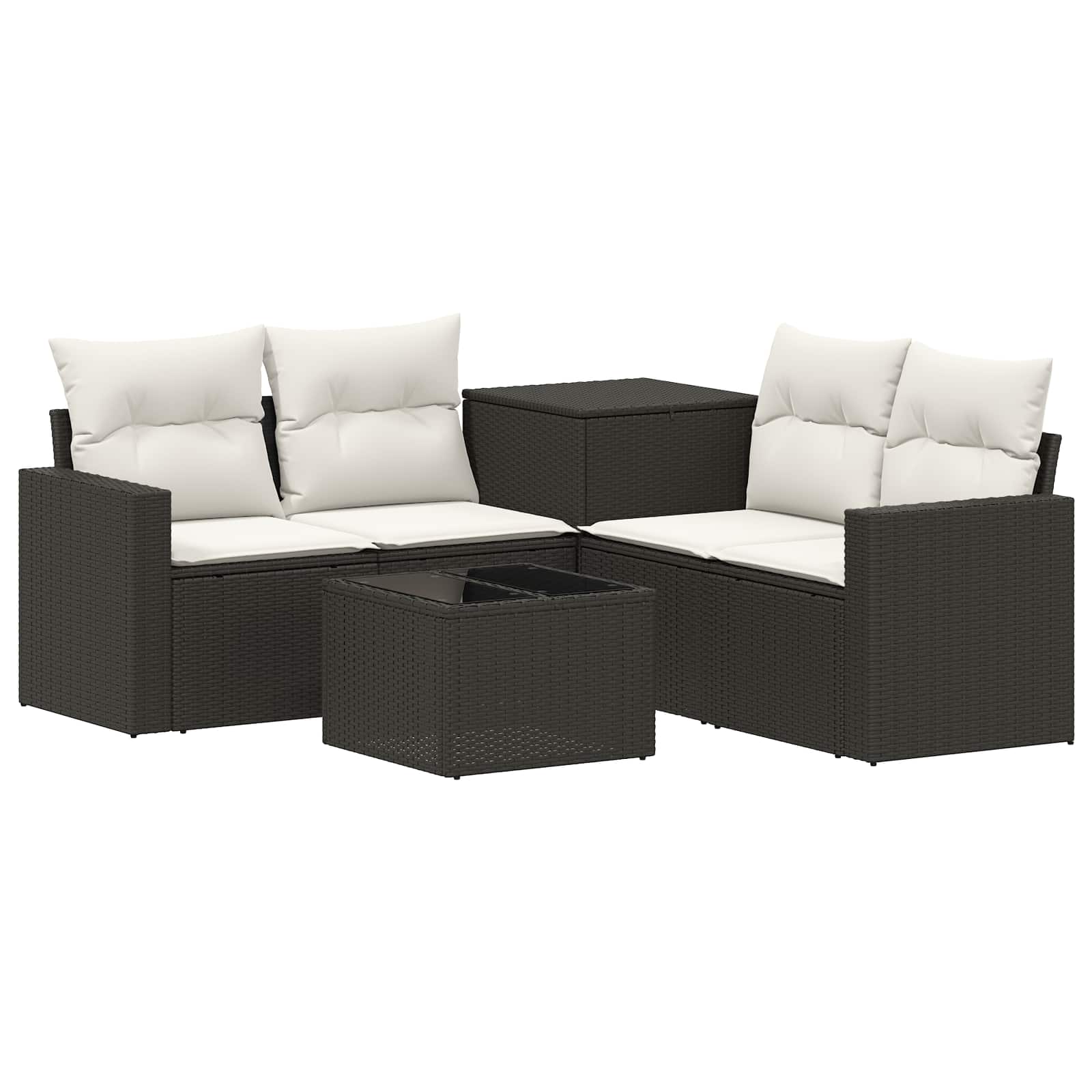 Set di divani 6 pz Nero e Bianco Crema | homemem39