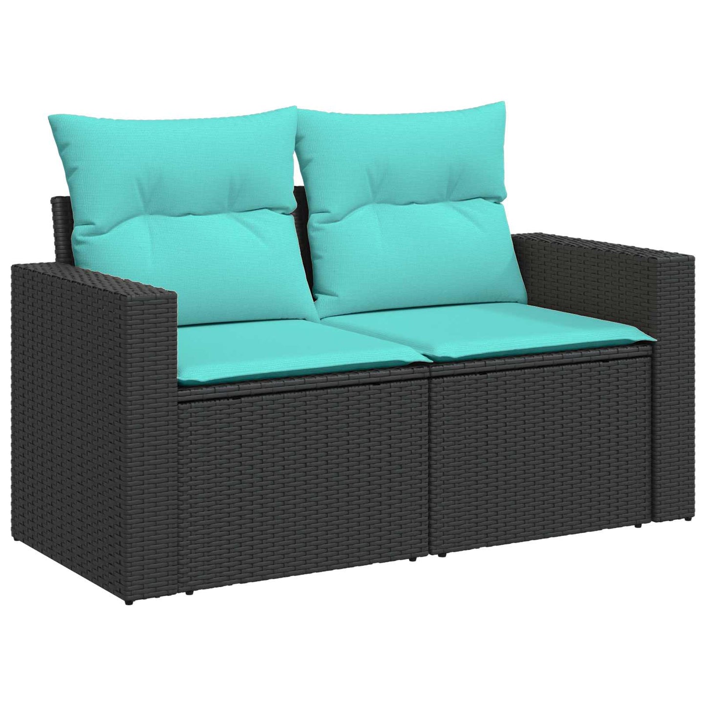 Set di divani 6 pz Nero e Blu Rattan sintetico e Acciaio | homemem39