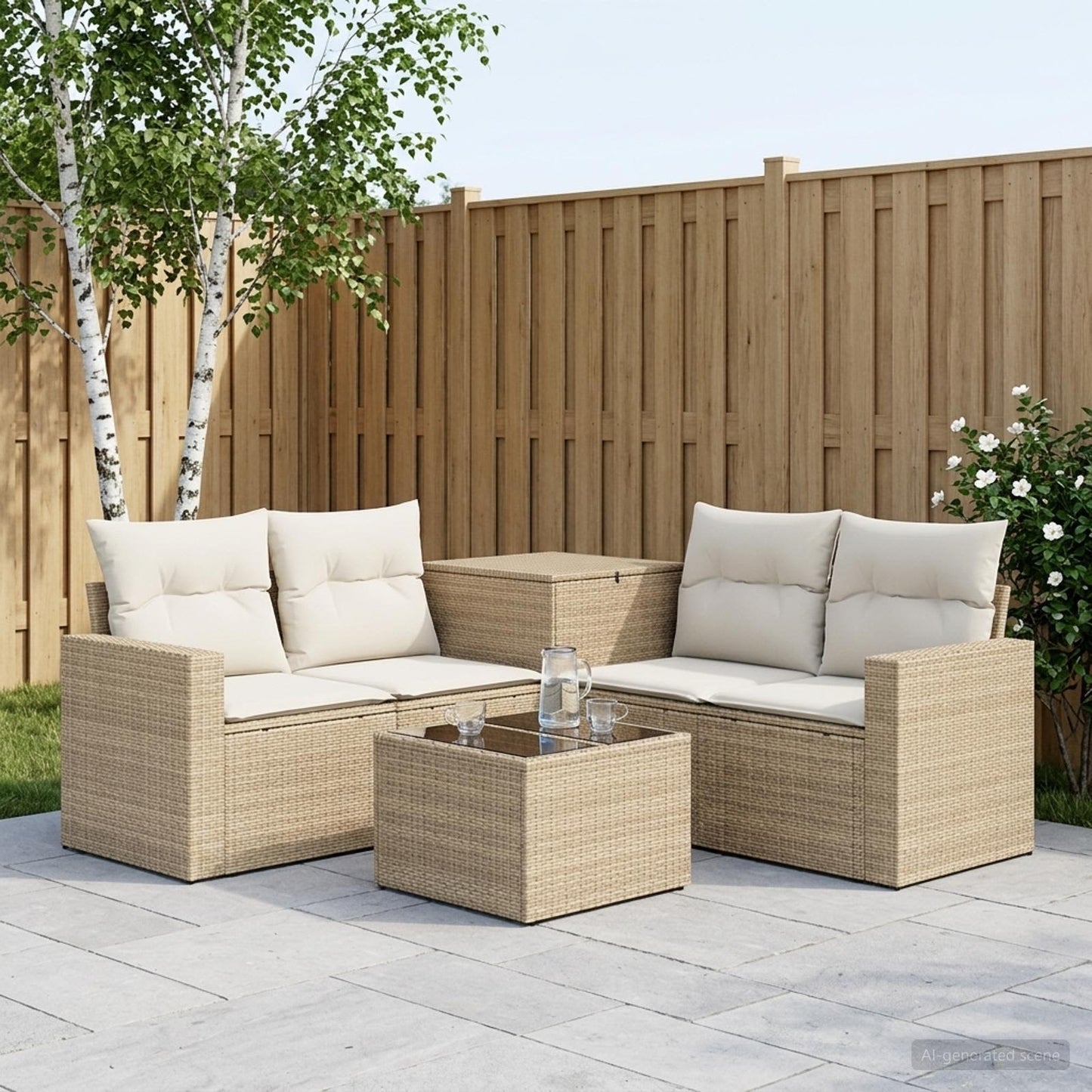 Set di divani 6 pz Beige e Bianco Crema | homemem39