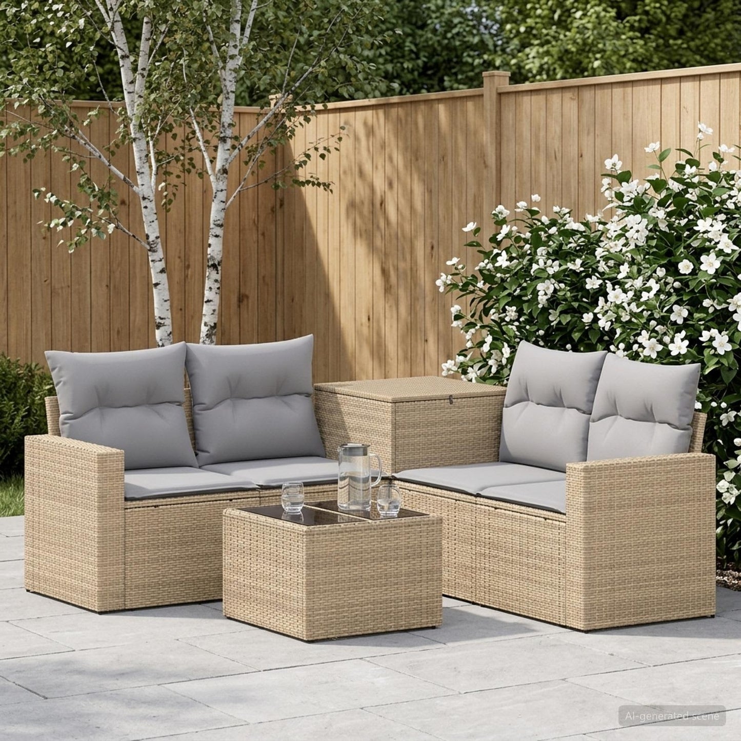 Set di divani 6 pz Beige e Grigio Chiaro | homemem39