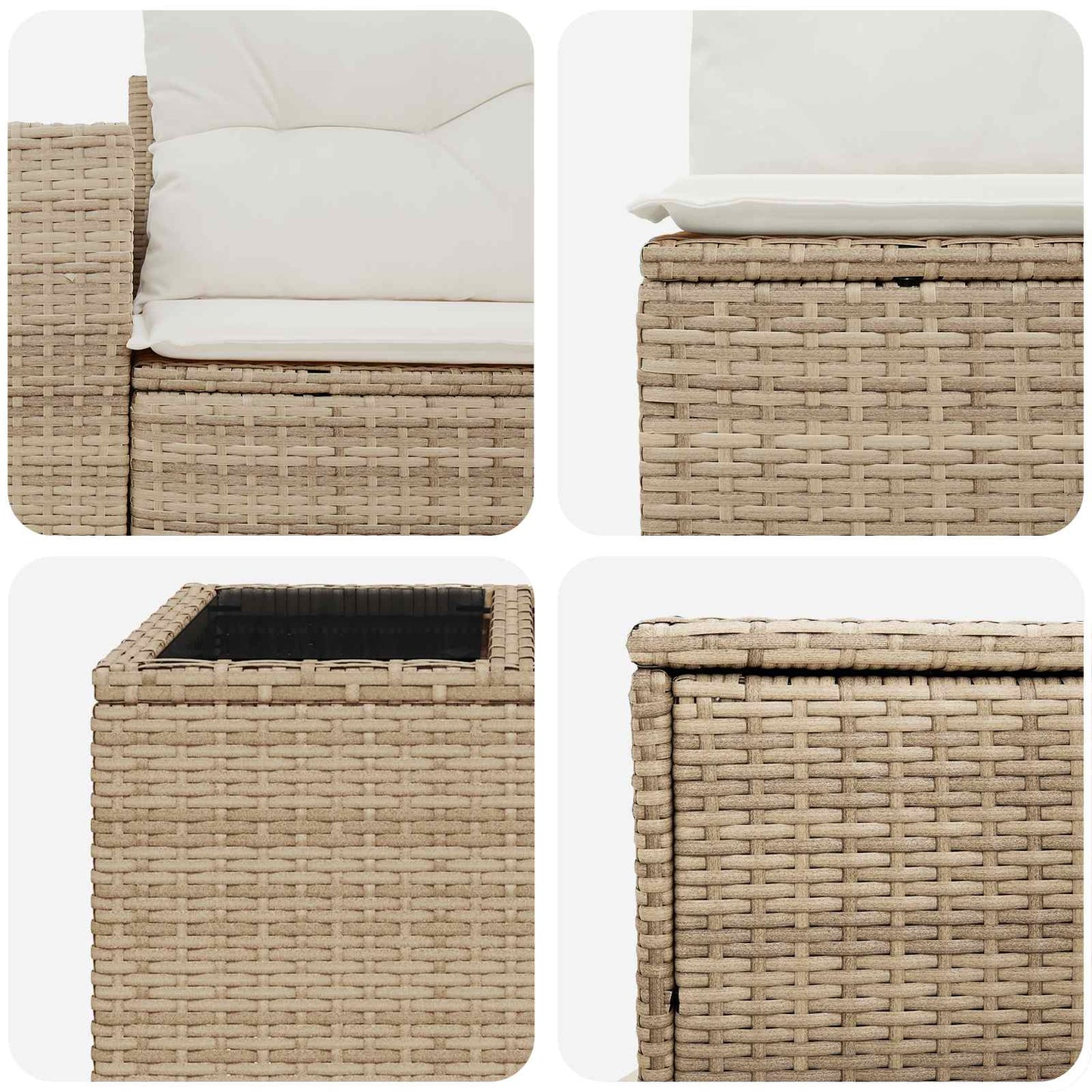 Set di divani 6 pz Beige e Bianco Crema | homemem39