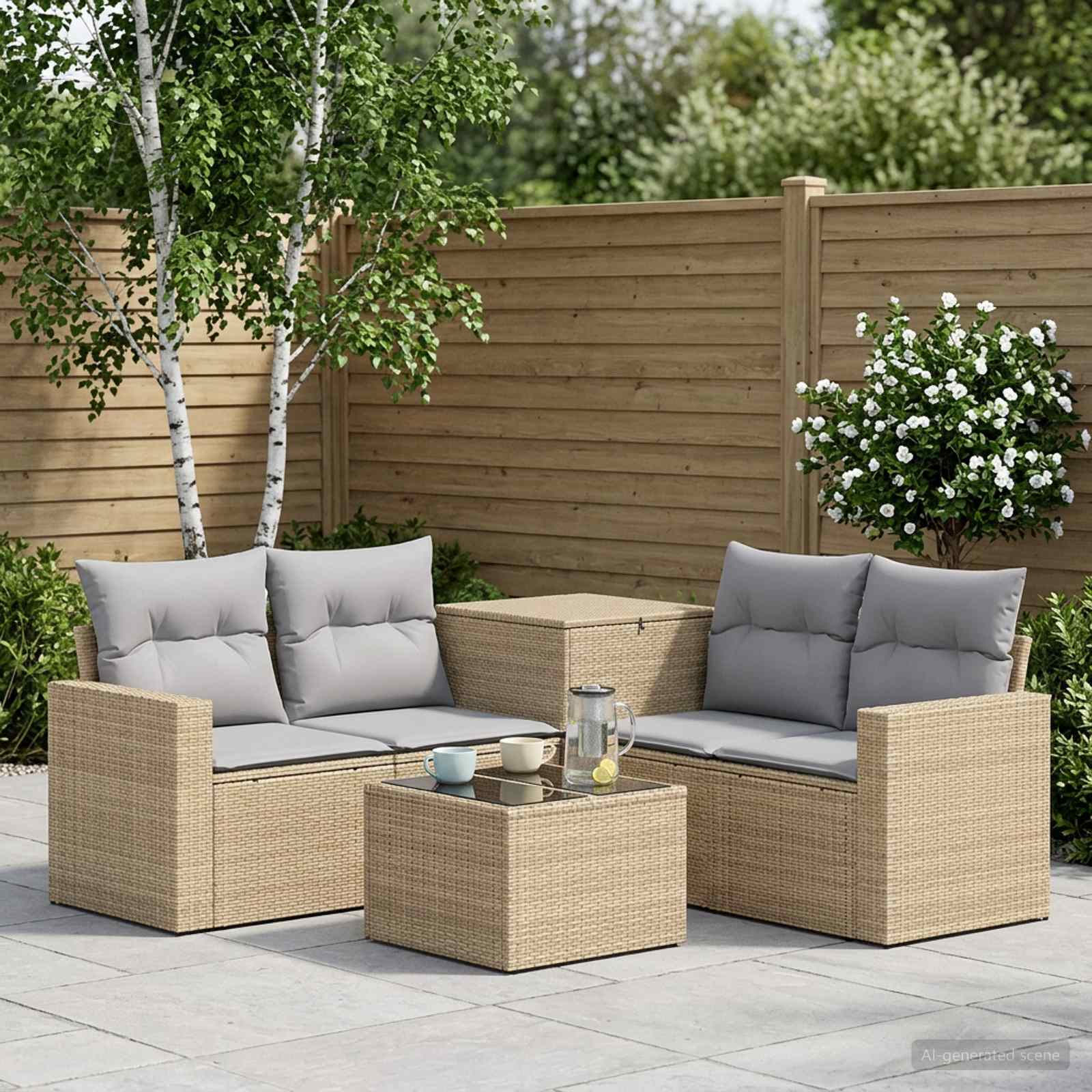 Set di divani 6 pz Beige e Grigio Chiaro | homemem39