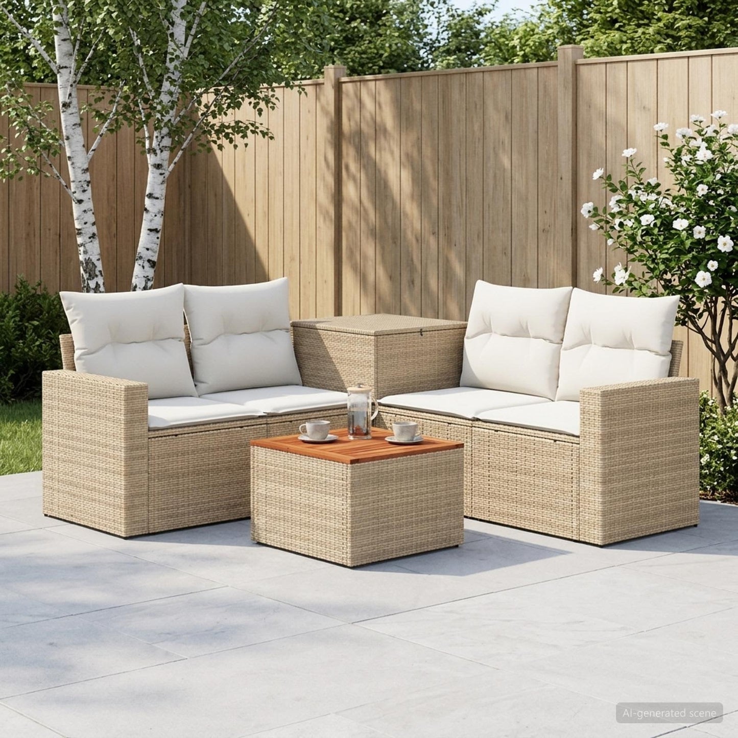 Set di divani 6 pz Beige e Bianco Crema | homemem39