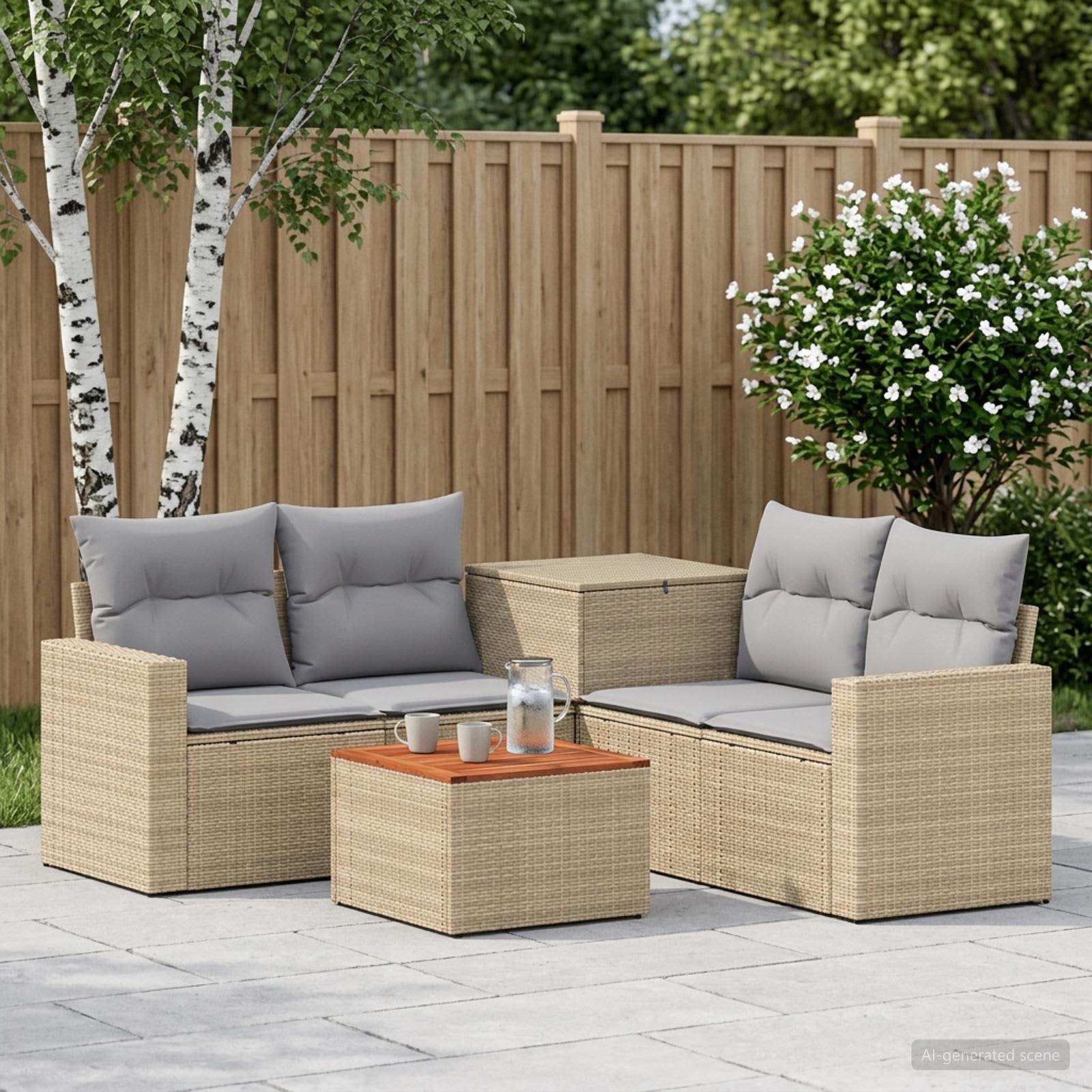 Set di divani 6 pz Beige e Grigio Chiaro | homemem39