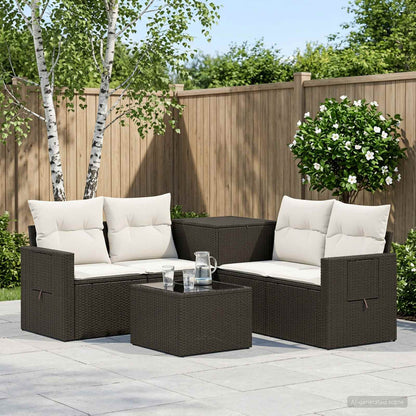 Set di divani 6 pz Nero e Bianco Crema | homemem39