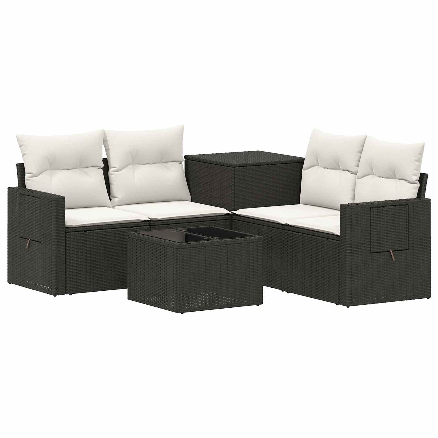 Set di divani 6 pz Nero e Bianco Crema | homemem39