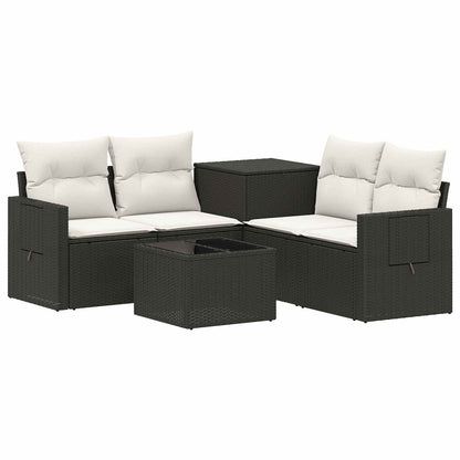 Set di divani 6 pz Nero e Bianco Crema | homemem39