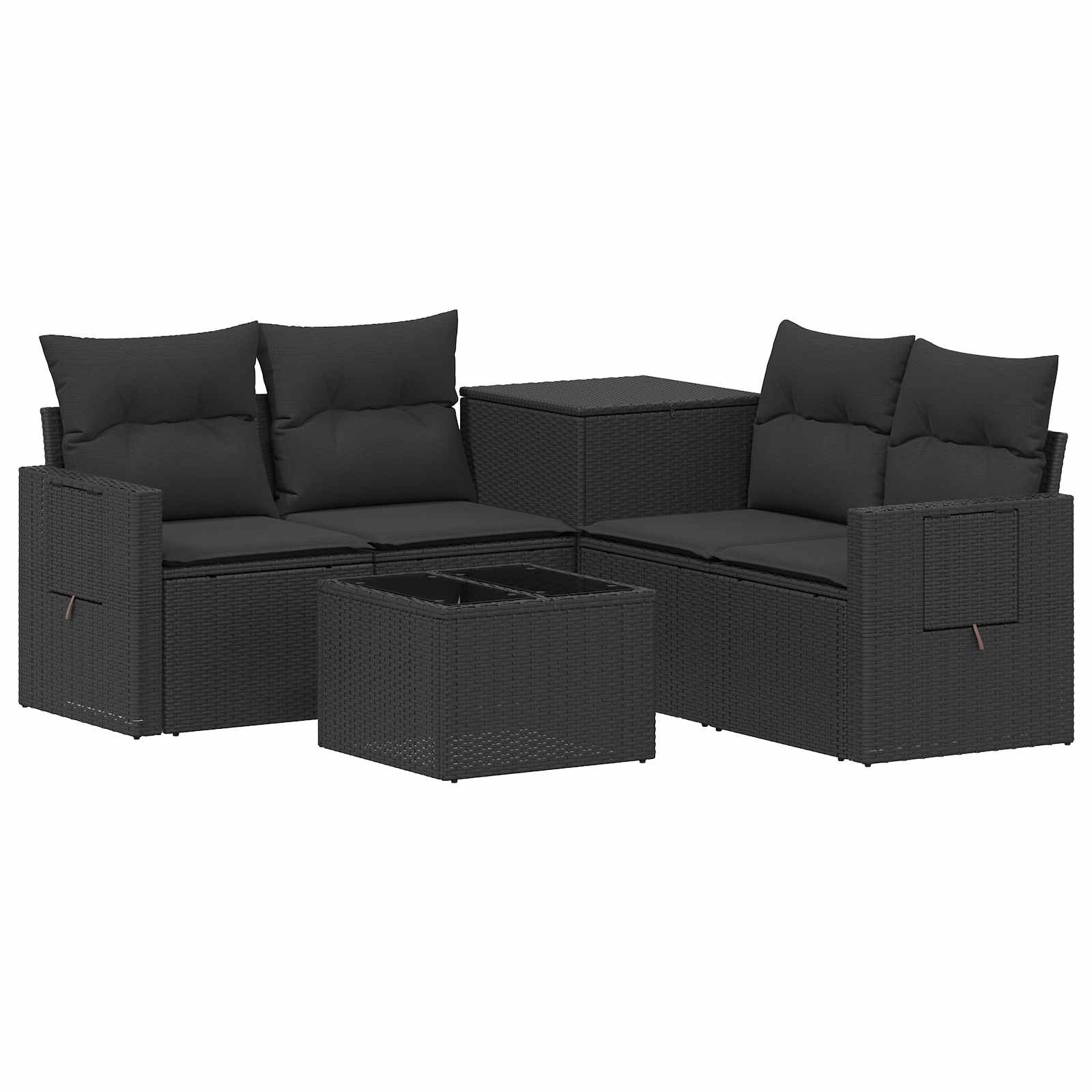 Set di divani 6 pz Nero Rattan sintetico e Acciaio | homemem39