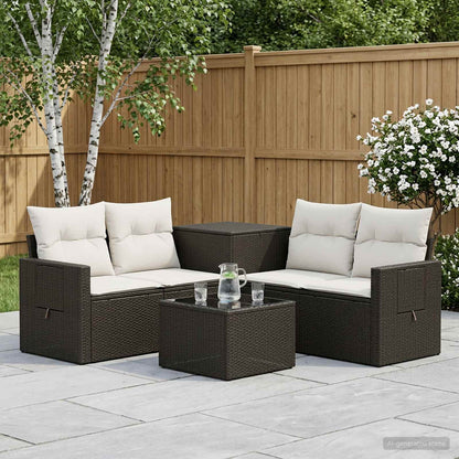Set di divani 6 pz Nero e Bianco Crema | homemem39