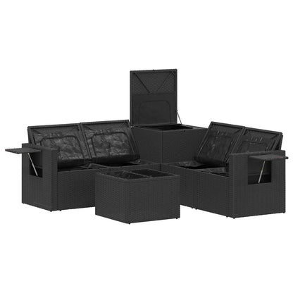 Set di divani 6 pz Nero e Bianco Crema | homemem39