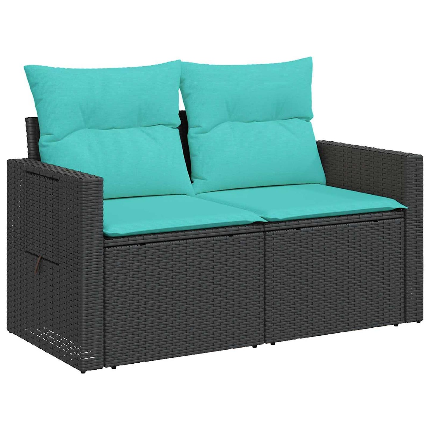 Set di divani 6 pz Nero e Blu Rattan sintetico e Acciaio | homemem39