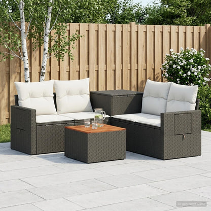 Set di divani 6 pz Nero e Bianco Crema | homemem39
