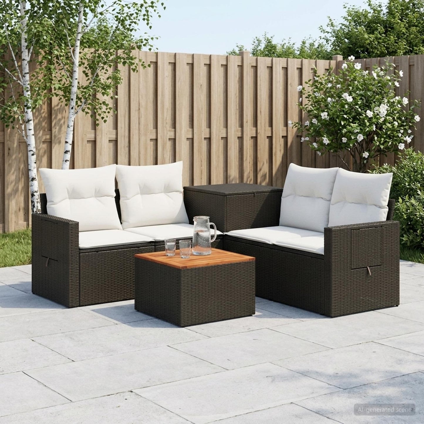 Set di divani 6 pz Nero e Bianco Crema