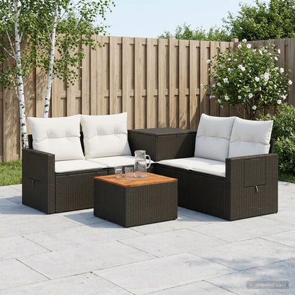 Set di divani 6 pz Nero e Bianco Crema