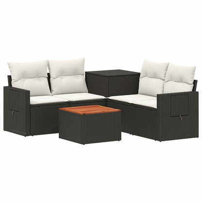 Set di divani 6 pz Nero e Bianco Crema