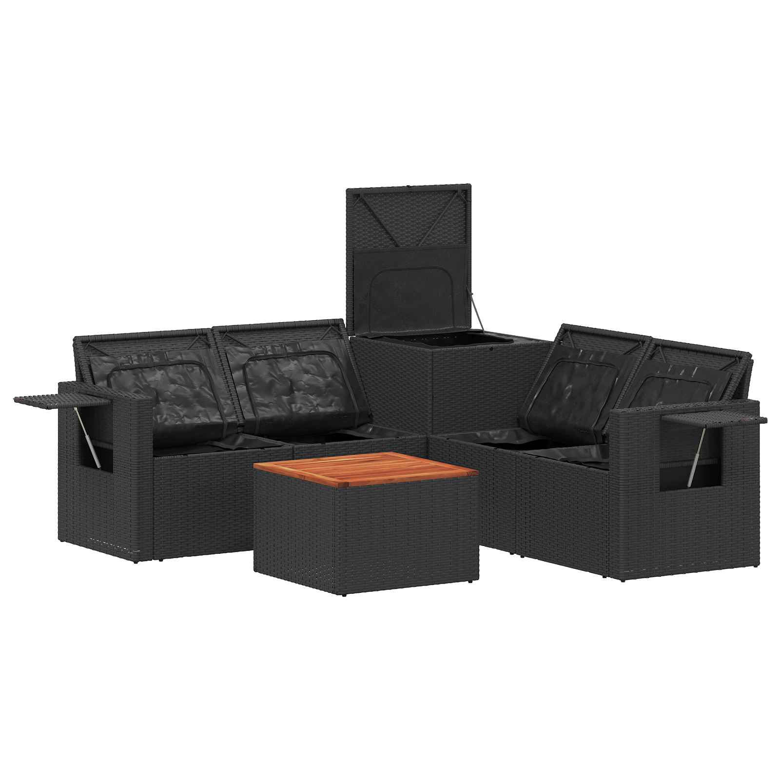 Set di divani 6 pz Nero e Bianco Crema | homemem39