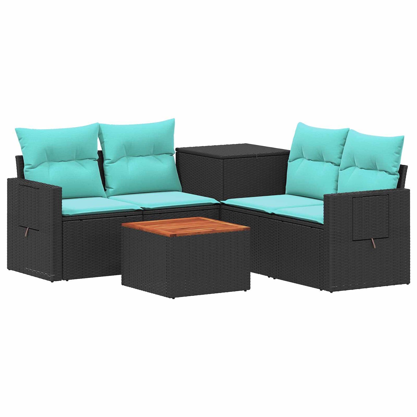 Set di divani 6 pz Nero e Blu Rattan sintetico e Acciaio | homemem39