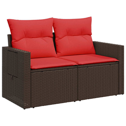 Set di divani 6 pz Marrone e Rosso Rattan sintetico e Acciaio | homemem39