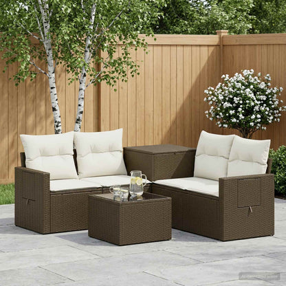Set di divani 6 pz Marrone e Bianco Crema | homemem39