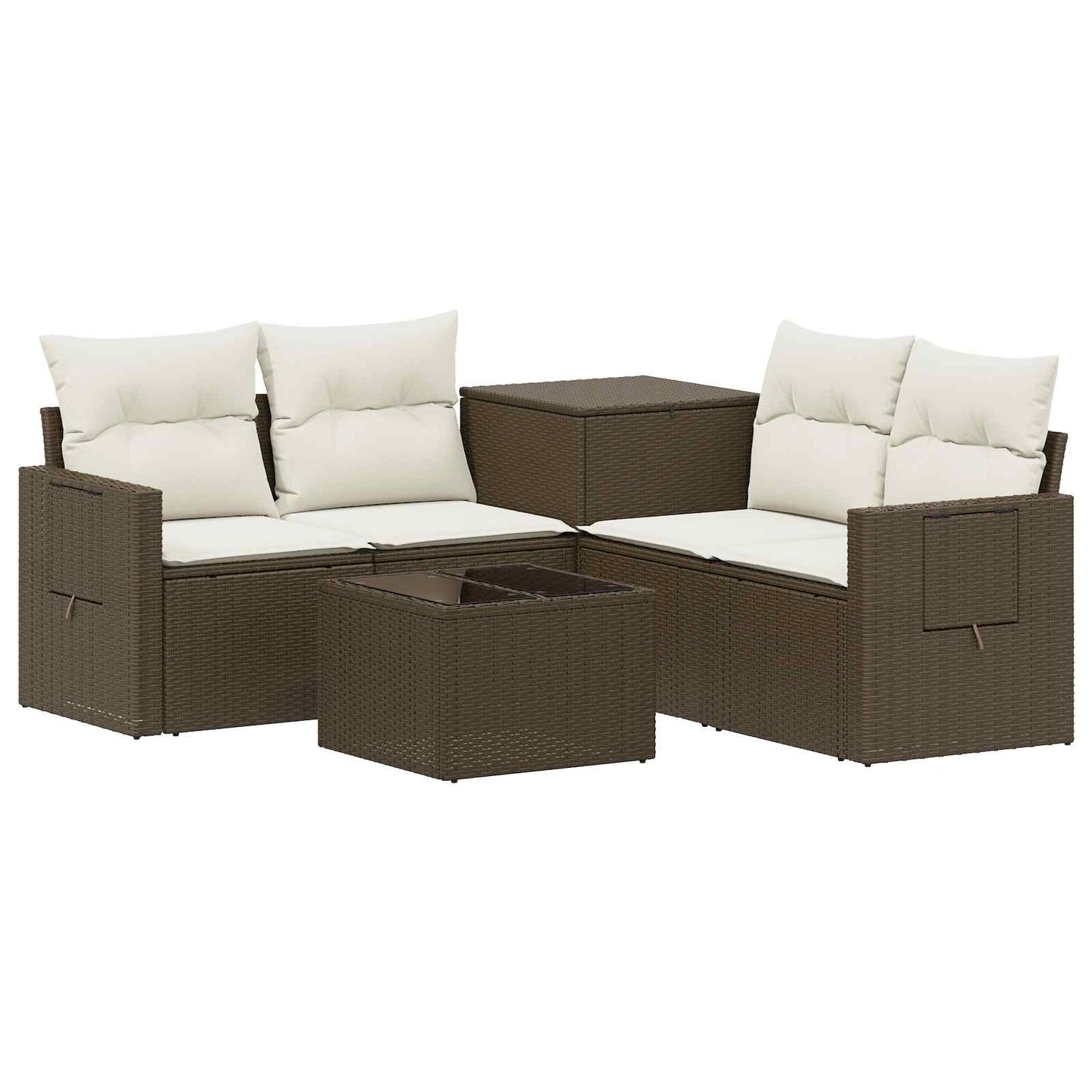 Set di divani 6 pz Marrone e Bianco Crema | homemem39