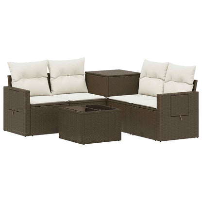 Set di divani 6 pz Marrone e Bianco Crema | homemem39