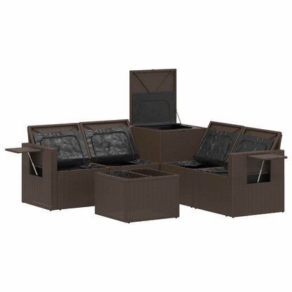 Set di divani 6 pz Marrone e Bianco Crema | homemem39