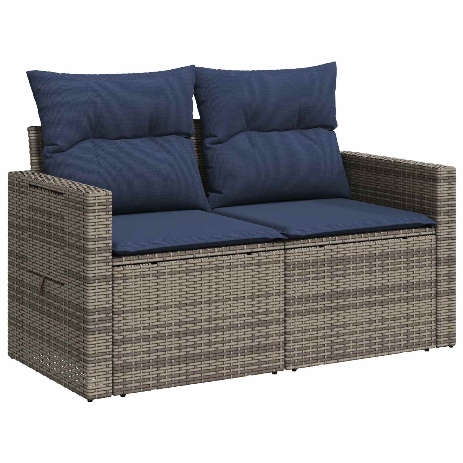 Set di divani 6 pz Grigio e Blu Navy Rattan sintetico e Acciaio | homemem39