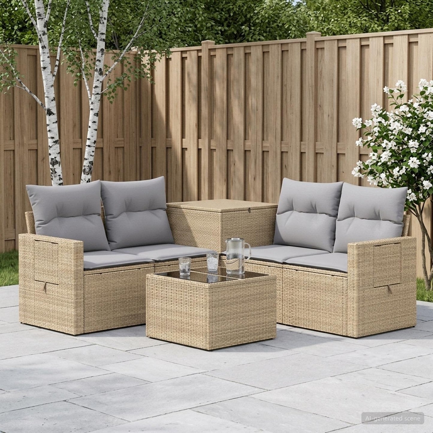 Set di divani 6 pz Beige e Grigio Chiaro | homemem39