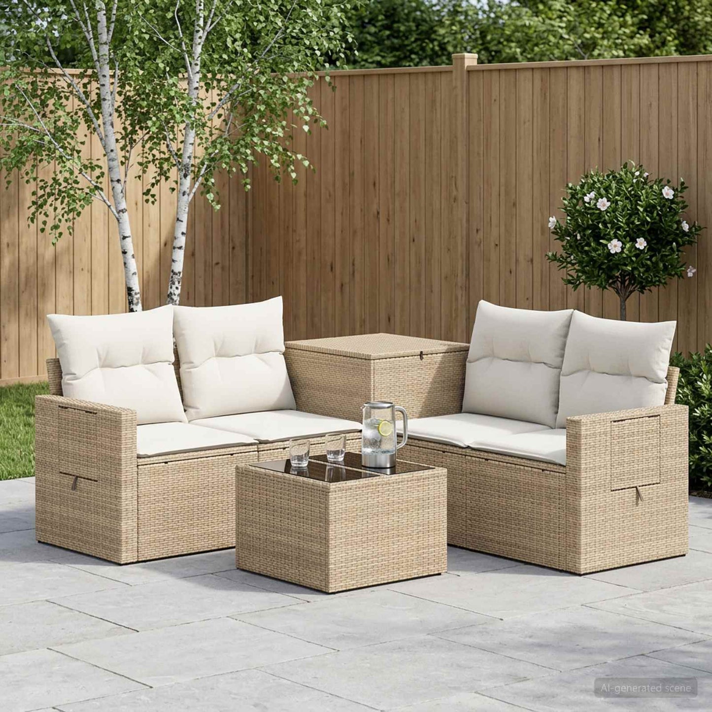 Set di divani 6 pz Beige e Bianco Crema | homemem39