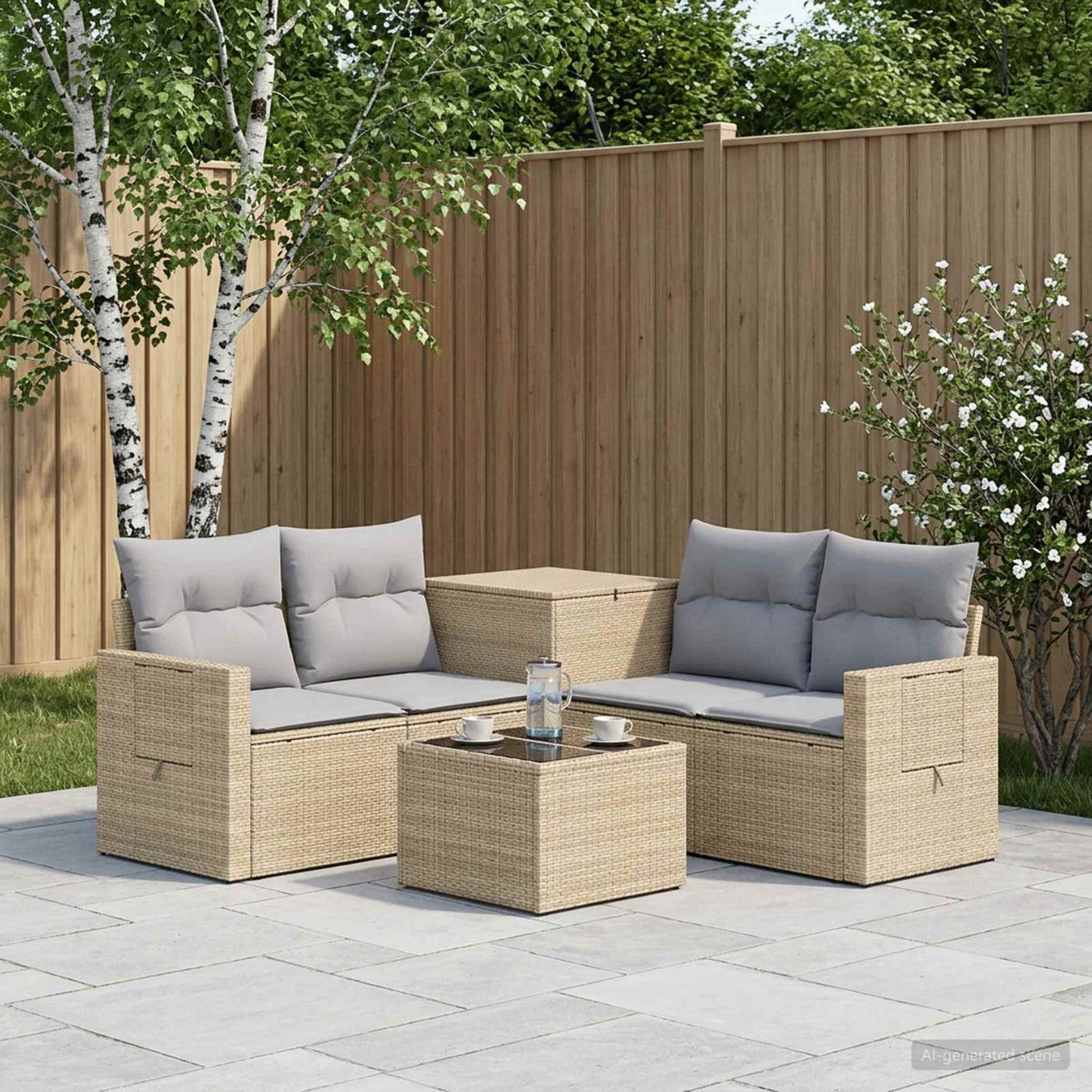 Set di divani 6 pz Beige e Grigio Chiaro | homemem39