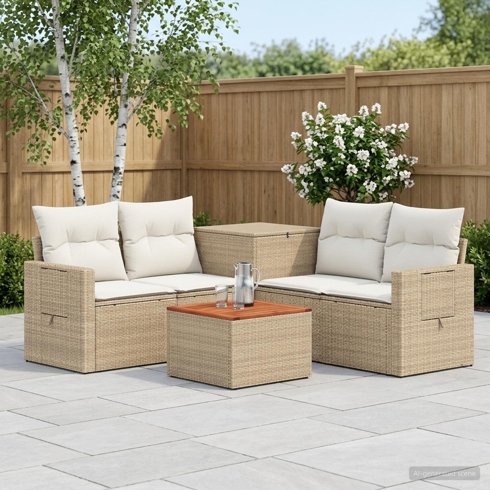 Set di divani 6 pz Beige e Bianco Crema | homemem39