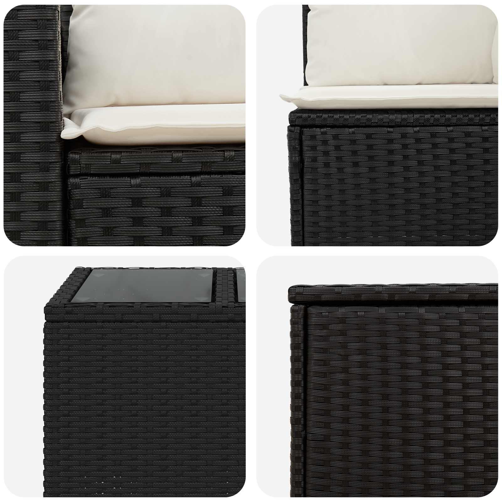 Set di divani 6 pz Nero e Bianco Crema | homemem39