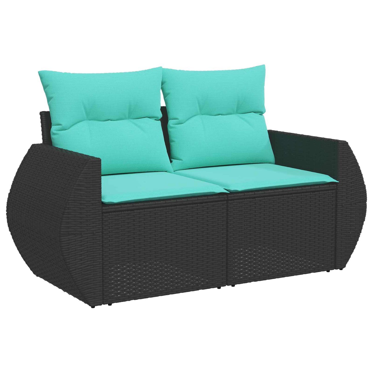 Set di divani 6 pz Nero e Blu Rattan sintetico e Acciaio | homemem39