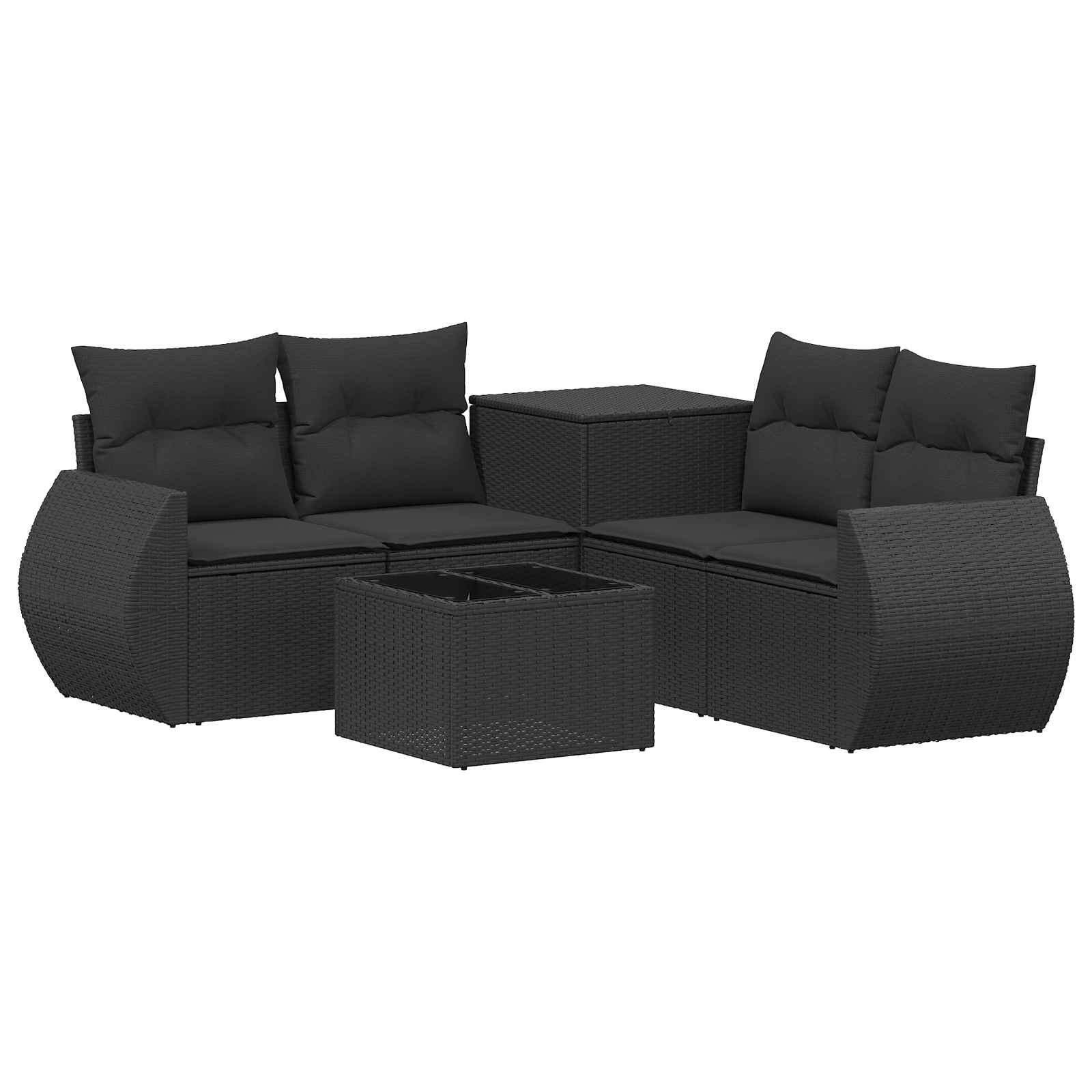 Set di divani 6 pz Nero Rattan sintetico e Acciaio | homemem39